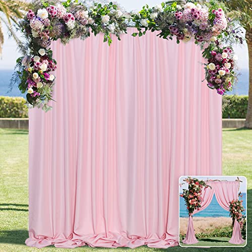 Pink Backdrop Curtain for Parties Rod Pocket Pink Curtains Photography Backdrop Drapes Privacy Fabric Decoration for Birthday Party Wedding Baby Shower Home Decor, 5ft x 10ft, 2 Panels | Photography Backdrop/ Drapes, Privacy Fabric, Decoration for Birthda