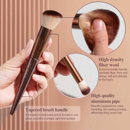 BS-MALL Makeup Brush Set, 18 PCS Professional Makeup Brushes with Case, Premium Synthetic Foundation Powder Concealer Blush Eyeshadow Brushes, Complete Face & Eye Makeup Kit for Beginners & Pros - color: C-Brown
