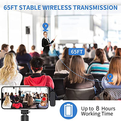 Caiord Wireless Lavalier Microphone for iPhone iPad Android, Mini USB C Mic - color: Black