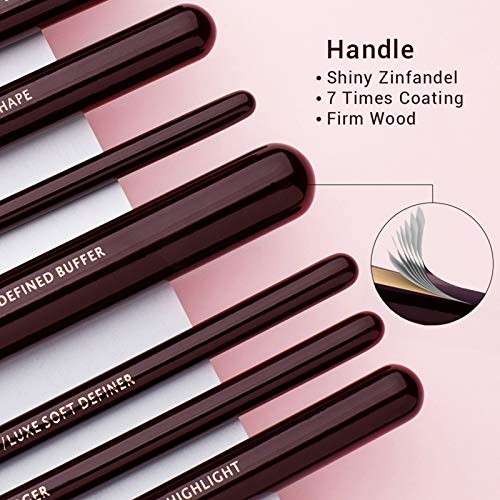 Jessup Makeup Brushes Set Professional, 25PCS Premium Natural Powder Foundation Eyeshadow Blending Concealer Blusher Highlight Labeled Brushes, T280 - color: Zinfandel
