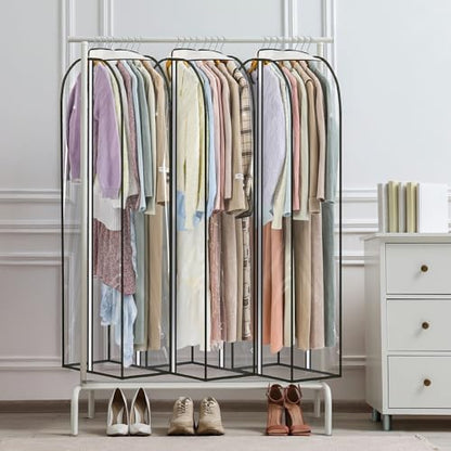 LANDNEOO 6 Pack Clear Garment Bags for Hanging Clothes with Zippers on Double Sides - 10'' Clothes Storage for Coat, Dress, and Fur in Closet - 60'' Long Suit Bags - size: 60 inch