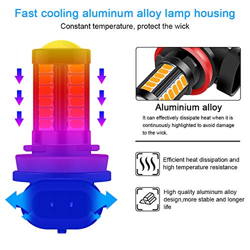 H8 H9 H11 LED Fog Light Bulbs DRL 2800 Lumens Xtreme Super Bright 5730 33-SMD 12V LED Bulbs Replacement for Cars, Trucks, 6000K Xenon Yellow - color: yellow