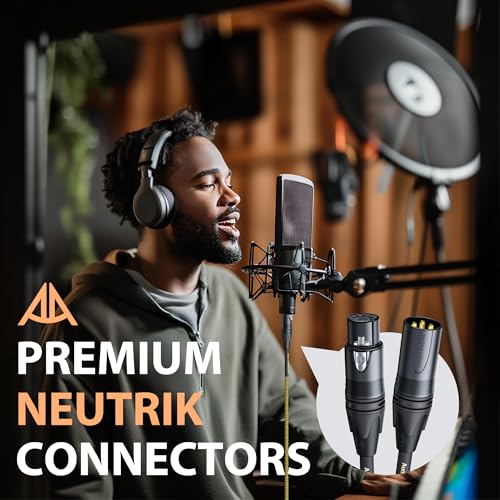 AA AUDIO ACCESSORY Gold Series Star Quad XLR Cables 20ft Handmade Mic Cord - size: 20ft, 1 Pack, style: Gold Series, Neutrik