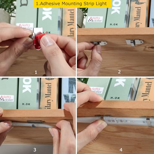 100Pack Two Fixation LED Strip Light Holder Clips for 10-17mm Width IP67/68 | Self Adhesive LED Strip Mounting Clip LED Light Holder Clips LED Tape Light Mounting Bracket With Screws - color: Silver