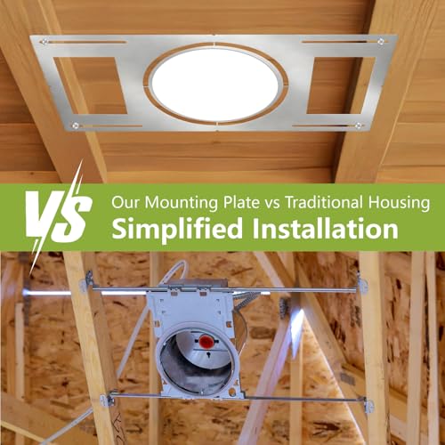 48-Pack New Construction Mounting Plate, 8-9-11in, LED Recessed Lighting Housing Kits, Flat Steel Rough-in Bracket Fixture for LED Light Bar, Shallow Recessed Lighting Housing Plate - color: Symmetric 8-9-11", size: 48 Pack
