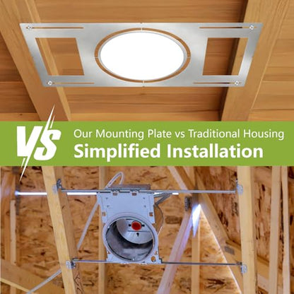 48-Pack New Construction Mounting Plate, 8-9-11in, LED Recessed Lighting Housing Kits, Flat Steel Rough-in Bracket Fixture for LED Light Bar, Shallow Recessed Lighting Housing Plate - color: Symmetric 8-9-11", size: 48 Pack