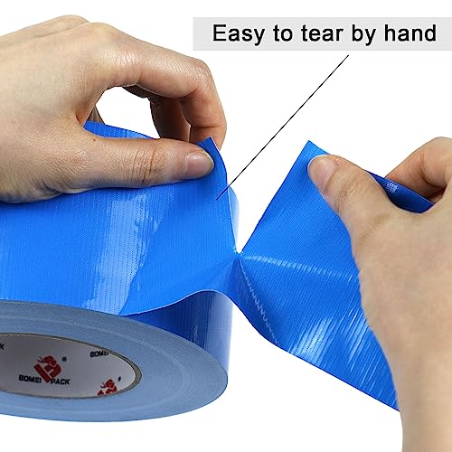 BOMEI PACK 3 Inch Blue Duct Tape Waterproof,9 Mil Thick Heavy Duty Duct Tape Blue,3 Inch x 60 Yards,No Residue,Strong,Flexible and All Weather,Professional for Indoor & Outdoor Use - color: blue