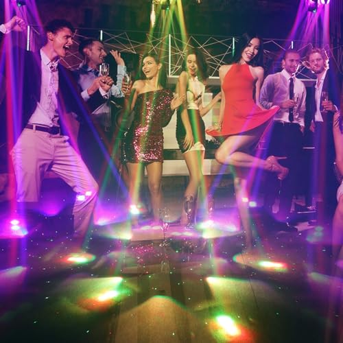 Moving Head DJ Lights-150W LED Stage Light 6 Arms Beam 4-in-1 RGBW | Red Green Starlight and White Amber Flashing Lights,Bee Eye Effect,DMX Controlled&Remote For DJ Parties/Disco/Dlubs/Weddings