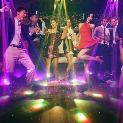 Moving Head DJ Lights-150W LED Stage Light 6 Arms Beam 4-in-1 RGBW | Red Green Starlight and White Amber Flashing Lights,Bee Eye Effect,DMX Controlled&Remote For DJ Parties/Disco/Dlubs/Weddings