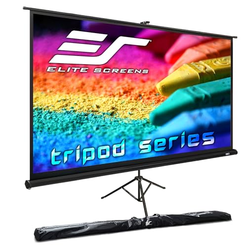 Elite Screens Tripod Series, 60-INCH 16:9, Indoor Outdoor Projector Screen, 8K / 4K Ultra HD 3D Ready, 2-YEAR WARRANTY, T60UWH Black - size: 60-inch/ 16:9