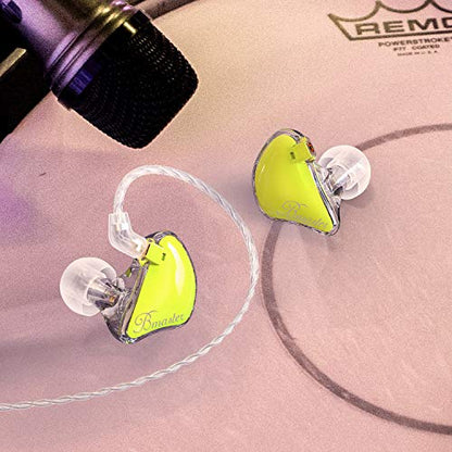 BASN Bmaster Noise Isolating in Ear Monitor Earphones, 1BA+2DD Hybrid Balanced Armature Driver IEM Headphones with Two Detachable MMCX Cables (Yellow) - color: Yellow