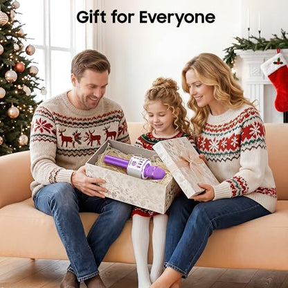 BONAOK Wireless Bluetooth Karaoke Microphone, 3-in-1 Portable Handheld Mic Speaker Machine for All Smartphones, for Girls Boys Kids Adults All Age Q37(Light Purple) - color: Light Purple