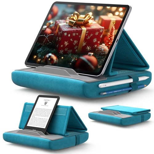 JSAUX Tablet Pillow Stand for Bed, Tablet Holder for iPad, 4-11", Green | Multi-Angle Viewing, Foldable, Pencil Holder, For Kindle, Tablets, Phones & E-Readers, 4-11" Devices, Lap, Bed & Desk - color: Green