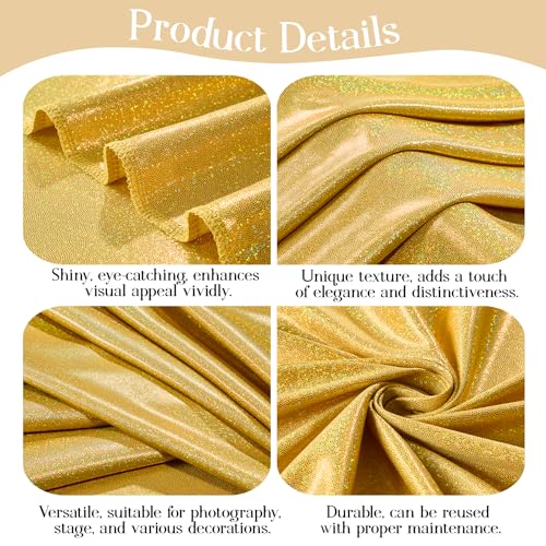 10x10ft Gold Sequin Backdrop Curtains Wedding Party Glitter Curtain Backdrop Fabric Shimmer Drapes Backdrop Bridal Baby Shower Birthday Christmas Photoshoot Background Photography 5x10FT，2 Panels - color: Sequin Gold, size: 10ft X 10ft(2 Panels 5ft X 10ft