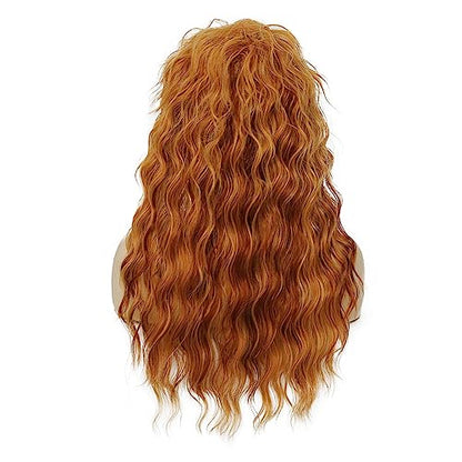 Long Mullet Wigs for Women Curly Blonde Wavy Rocker Punk 70s 80s Costumes Wigs with Bangs Halloween Cosplay Party Wig - color: Long Blonde