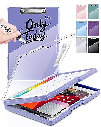 Clipboard with Storage, Nurse Dry Erase Clip Board, 8.5x11, Light Purple | Dual Compartments, Clearview Dry Erase Panel, High Capacity Storage, Heavy Duty, Pen Holder, Side Opening, School/Office Use - color: Light Purple