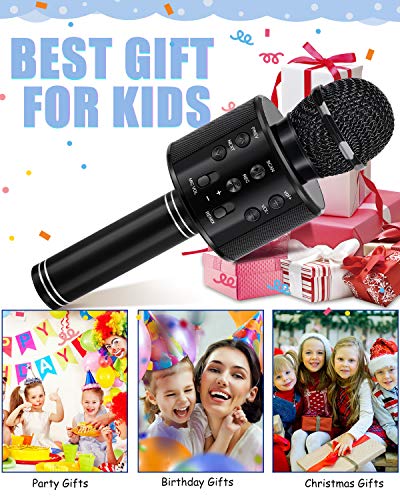 Kids Toys Age 3-12, Karaoke Microphone for Kids Birthday Presents Gifts for 5 6 7 8 9 10 11 12 Year Old Girls Boys Toys for 4-11 Year Old Girl Boy Teen - Black - color: Black