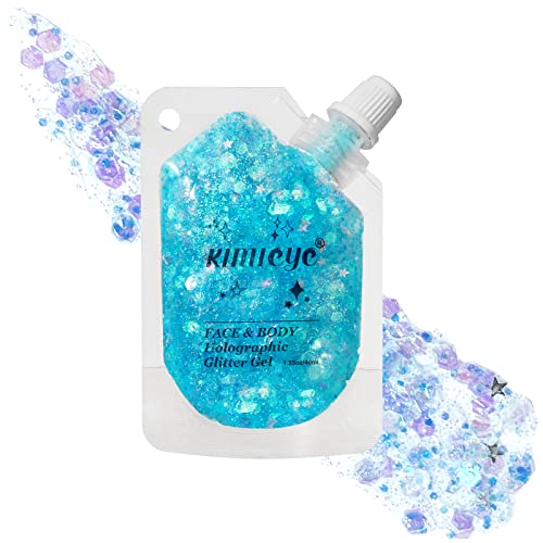 Ice Blue Face Body Glitter Gel for Rave Festival Outfits, 1.35 oz - color: Ice Blue #4