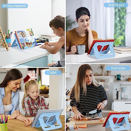 Desktop Book Stand, Tabletop Music Stand, Portable Book Holders for Reading Kids Cookbook Stand Book Tray Book Rest Recipe Children's Gifts Travel Girls boy School Supplies (Blue 11.82" *8.26") - color: Blue