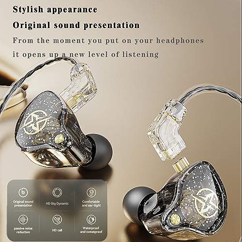 FEDAI DX2 in Ear Monitor Headphones, HiFi Stereo IEM Earphones, Noise Isolating Professional Earbuds,Dynamic Dual Driver Wired Earbuds with Detachable Cable, Noise Canceling Headset (Black,No Mic) - color: Black, size: No Mic