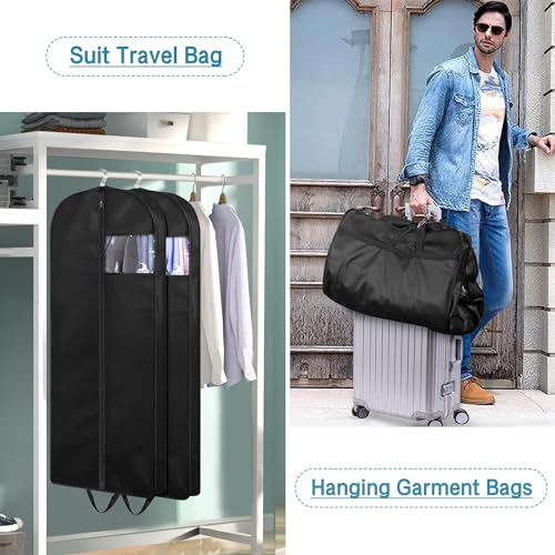 KIMBORA 54" Suit Bags for Closet Storage and Travel, Gusseted Hanging Garment Bags for Men Suit Cover With Handles for Clothes, Coats, Jackets, Shirts（3 Packs） - size: 54"