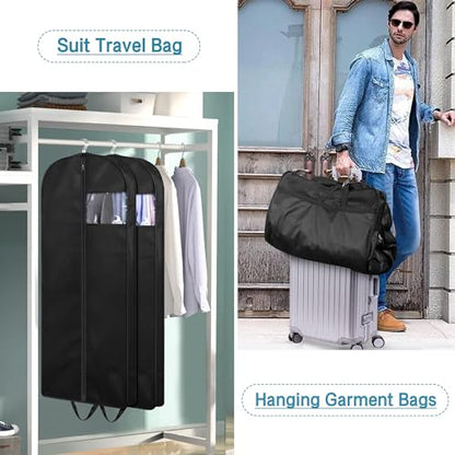 KIMBORA 54" Suit Bags for Closet Storage and Travel, Gusseted Hanging Garment Bags for Men Suit Cover With Handles for Clothes, Coats, Jackets, Shirts（3 Packs） - size: 54"