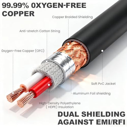 Relaxweex 12 Pcs 25 Feet XLR Cable, 3-Pin XLR Male to Female, Black - color: Black, size: 25 Feet