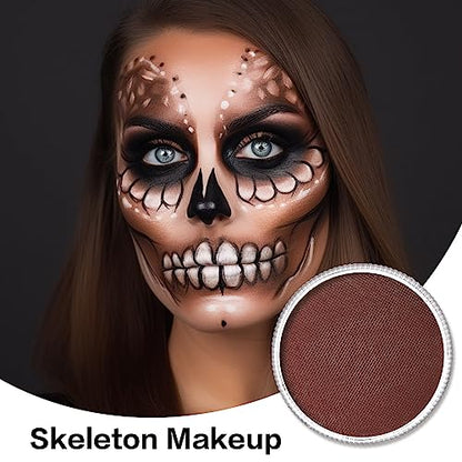 Brown Face Body Paint(30gm), Water Activated Face Painting Kit Safe for Kids & Adults, Non-Toxic SFX Makeup Facepaints Kit for Halloween Camo Soldier Wolfman Costume Cosplay Party - color: Brown