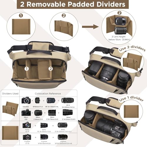 TAAOKA Camera Sling Bag,Waterproof Camera Case with Tripod Holder,Lightweight DSLR/SLR/Mirrorless Camera Bags Crossbody for photographers-Coffee - color: Coffee