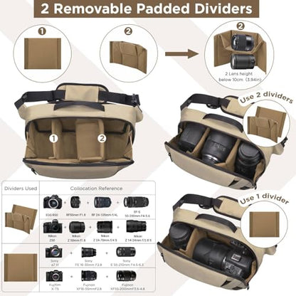 TAAOKA Camera Sling Bag,Waterproof Camera Case with Tripod Holder,Lightweight DSLR/SLR/Mirrorless Camera Bags Crossbody for photographers-Coffee - color: Coffee
