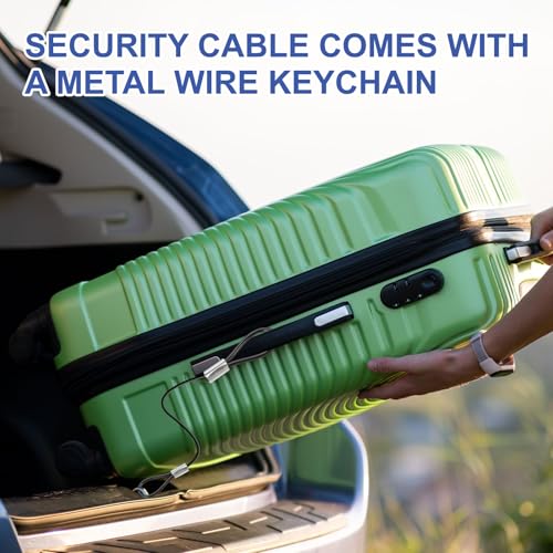 PATIKIL 3.3Ft(39.4 Inch) Safety Cable Lock, 6 Pcs 0.08 Dia Braided Stainless Steel Coated Security Cable Luggage Lock Wire Rope with Double Loop for Luggage Bicycles Doors Packages, Black - size: 3.3Ft(39.4 Inch)