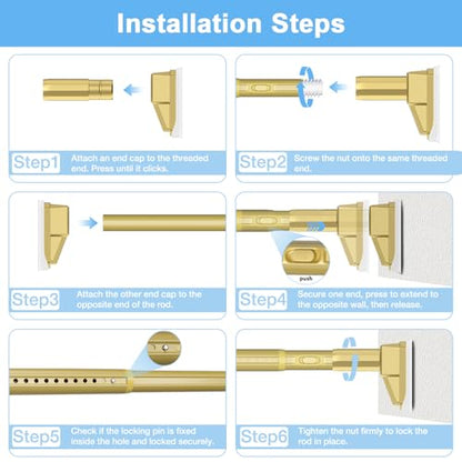 Extra Long Tension Curtain Rod, Gold, 41-86 Inch (4-7.1ft), Tension Rod - color: Gold, size: 41-86inch