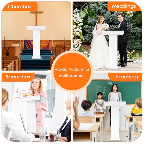 45.3 Acrylic Podium Lectern, Pulpit for Churches with Double Shelves, Modern Plexiglass Pulpits Lectern, Stand Up Pulpits for Classroom, Conference, Wedding - size: 45.3IN