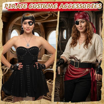 JATEBI Pirate Costume Accessories Set for Women Outfit - style: Burgundy Cashew Flower and Black Vintage