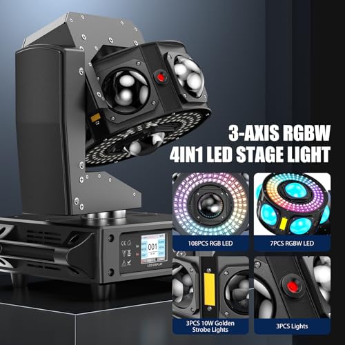 6PCS Moving Head DJ Lights, Infinite 3-Axis Rotation, 7x2° Narrow-Beam LEDs + 108-LED Rotating Halo with 30 Effects, Sound/DMX Control (19/25CH) for Wedding Parties, Bars & Nightclubs - color: 6-pack