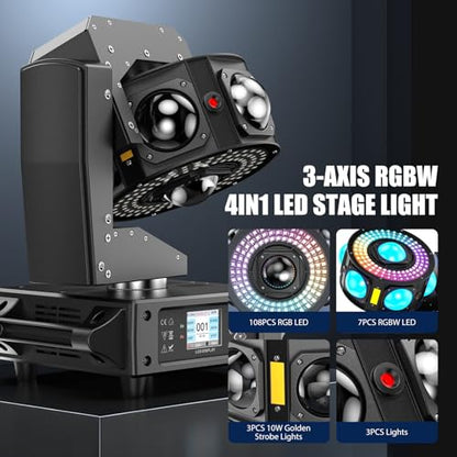 6PCS Moving Head DJ Lights, Infinite 3-Axis Rotation, 7x2° Narrow-Beam LEDs + 108-LED Rotating Halo with 30 Effects, Sound/DMX Control (19/25CH) for Wedding Parties, Bars & Nightclubs - color: 6-pack