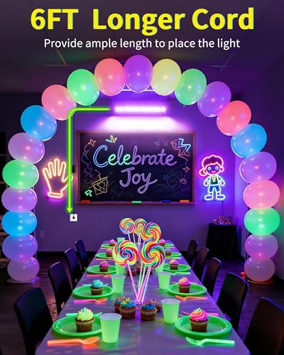 45W Black Light Bar with 6ft Cord+Switch, for Neon Glow Party Halloween | LED Blacklight Fixtures 385-400nm, Light Up 25x25ft Area for Body Paint Fluorescent Tapestry Poster Classroom Bedroom, 1Pack - size: 45W-1Pack