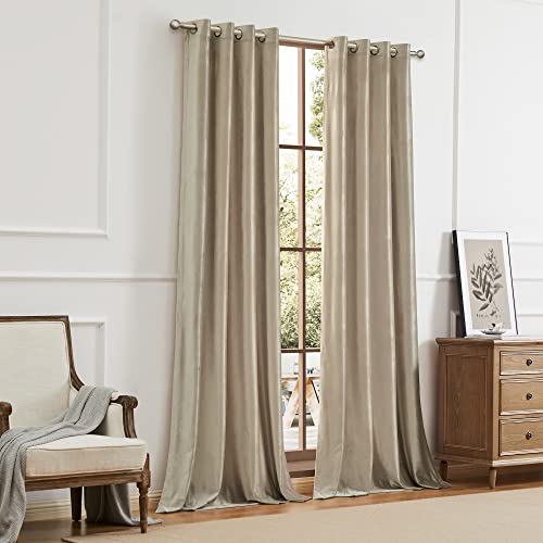 Velvet Champagne Grommet Blackout Curtains 84 inch Length for Living Room - color: Beige/Champagne, size: 52"W x 84"L (Pack of 2)