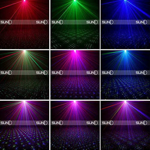 SUNY Mini Portable Cordless Laser Lights Rechargeable RGB Stars Patterns GOBO Projector Sound Activated Music DJ Party Lights for Outdoor Travel Camping Disco Live Show Home Dance