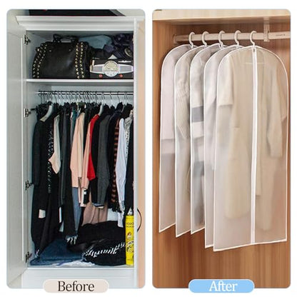 TORONTOKYO 25 Pack 55" Hanging Clear Plastic Garment Bags with Zipper Translucent Long Dress Bags Clothes Cover for Closet Storage and Travel - color: 55"