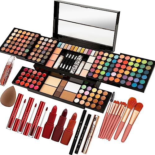 187 Colors Professional Makeup Palette - All-in-One Kit With Eye Shadows, Lipsticks, Mascara, Foundations, Blushes, Brow Pencils, Nail File - Makeup Gift Set for Women and Girls - color: 007 Set
