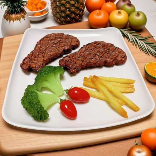 12pcs Fake Steak Model Set,2 pcs Fake Steak with Fake Broccoli Slice, Fake Tomato and Fake Fries,Simulation Food,Realistlike Steak, Fake Cooked Roast Beef,Photography Meat Props,Artificial Steak - color: 12pcs Fake Steak Model Set