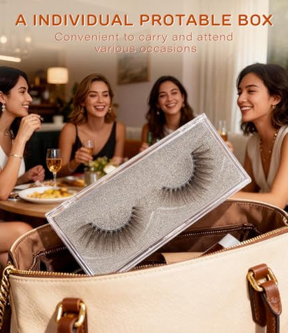 DYSILK Brown Fluffy Eyelashes, 9-16mm 3D Densely Volume Lashes Brown-01 | 5 Pairs Sun-Kissed Cat Eye Lashes, Soft Glam Faux Mink Lashes, Trimmable, Ultra-Fine Clear Band, for Blondes & Light Hair - color: Brown-01