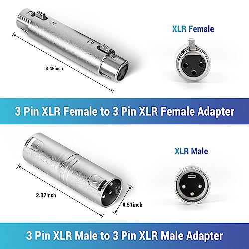 XLR Adapter 4 Pack - 2 Male to Male and 2 Female to Female XLR Connectors, Gender Changer Compatible with Mixer, Microphone, Amplifier - color: XLR Male to Male & XLR Female to Female, size: 4 Pack