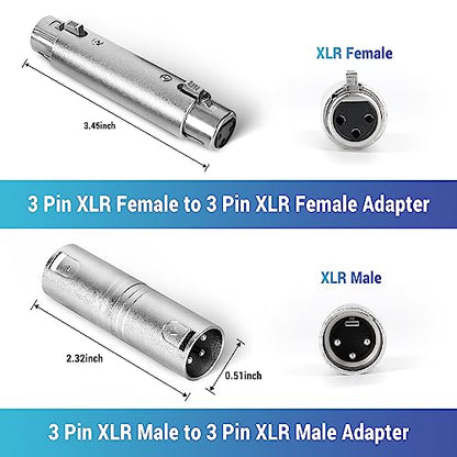 XLR Adapter 4 Pack - 2 Male to Male and 2 Female to Female XLR Connectors, Gender Changer Compatible with Mixer, Microphone, Amplifier - color: XLR Male to Male & XLR Female to Female, size: 4 Pack
