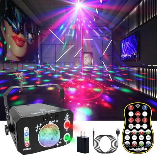 7 Lens Disco Ball Lights,USB Powered RGBW DJ Strobe Lighting Sound Activated,Laser Party Light Indoor Outdoor for Xmas Club Bar Parties Holiday Christmas Home Decoration