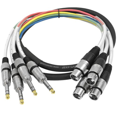 Seismic Audio - SAXT-4x5F - 4 Channel 1/4" TRS to XLR Female Snake Cable - 5 Feet Long - Serviceable Ends - Pro Audio Effects Snake for Live Live, Recording, Studios, and Gigs - Patch, Amp, Mixer, - size: 5 feet - 4 channel