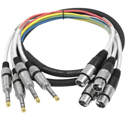 Seismic Audio - SAXT-4x5F - 4 Channel 1/4" TRS to XLR Female Snake Cable - 5 Feet Long - Serviceable Ends - Pro Audio Effects Snake for Live Live, Recording, Studios, and Gigs - Patch, Amp, Mixer, - size: 5 feet - 4 channel