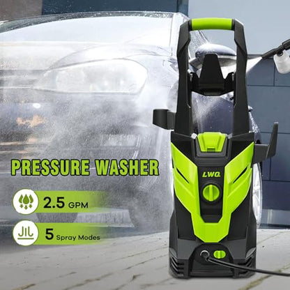 Pressure Washer, Power Washer with 4 Quick Connect Nozzles 1 Foam Cannon, High Pressure Cleaning Machine for Cars/Fences/Driveways/Patios/Farms/Home Cleaning(Bright Green) - color: Bright Green