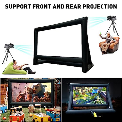 Inflatable Projector Screen, 24FT Blow Up Movie Screen Outdoor Projector, Easy Set Up One-piece Design Front & Rear Projection with Air Blower for Outside Backyard Family Movie Night Pool Party - size: 24FT